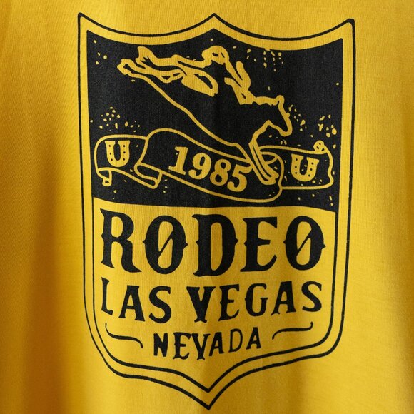 Rodeo Tee Womens Sz XL Yellow Black Retro 1985 Graphic Short Sleeve Western - Picture 2 of 4